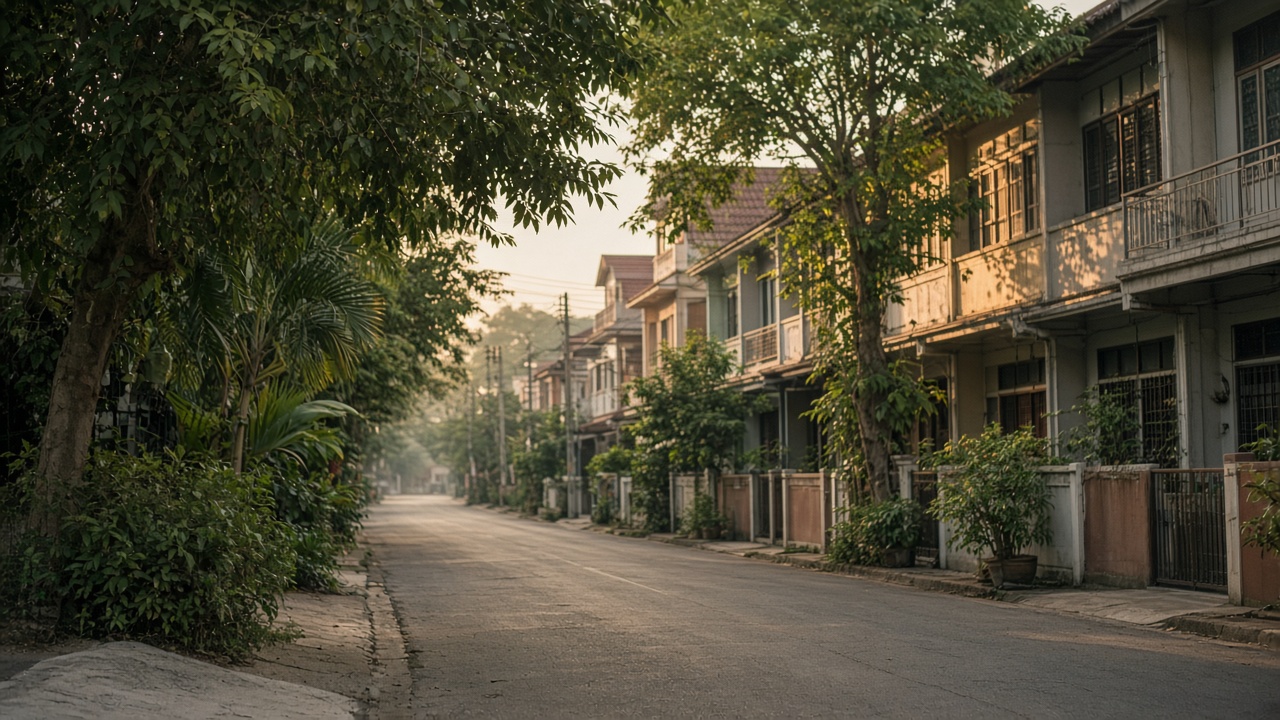 Quiet Bangkok street near Suan Luang